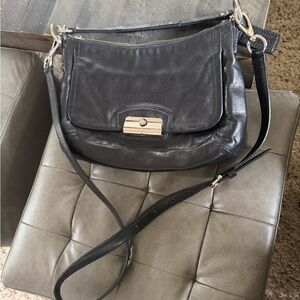 Coach Black Leather Crossbody with Silver Accents